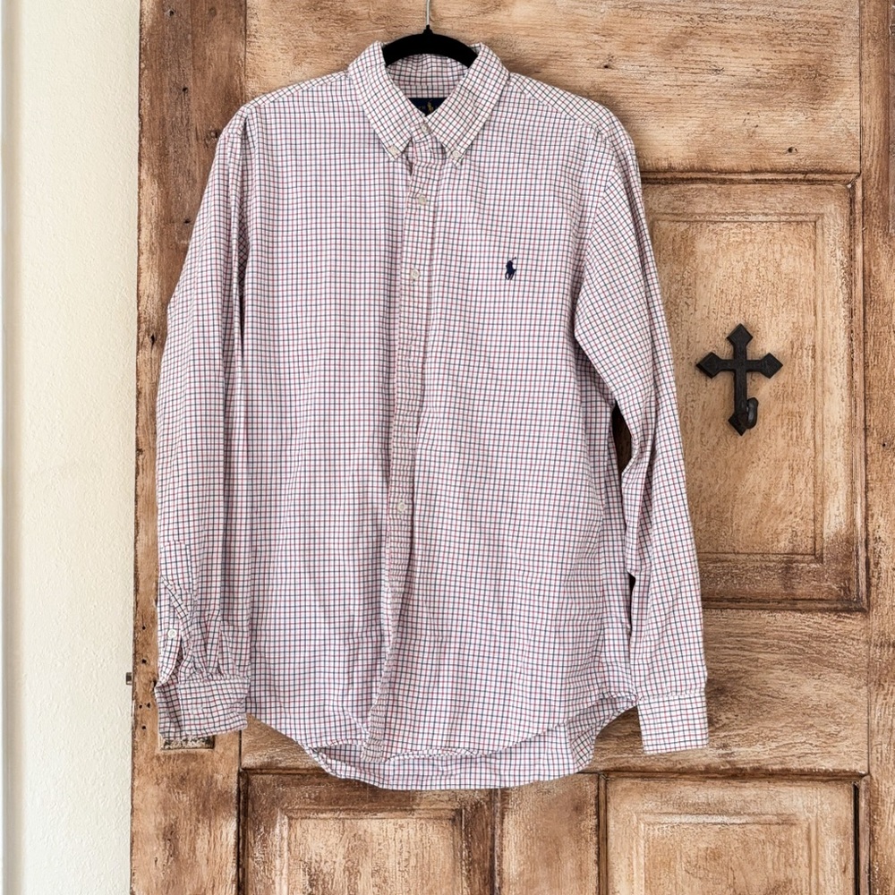 Ralph Lauren Slim Fit Plaid Office Approved Button Down Shirt Size L